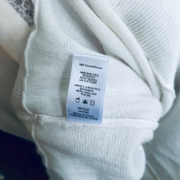 Bishop + Young Anthropologie White Viscose V-Neck Lace Sweater Jumper Top S - Picture 14 of 15